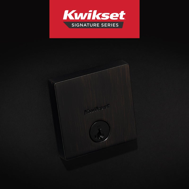 Kwikset Downtown Deadbolt Lock  Venetian Bronze Square Exterior Keyed Front Entry Door  Pick Resistant SmartKey Rekey Security  Single Cylinder Dead Bolt  with Microban Protection - Image 2